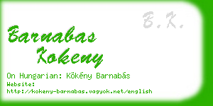 barnabas kokeny business card